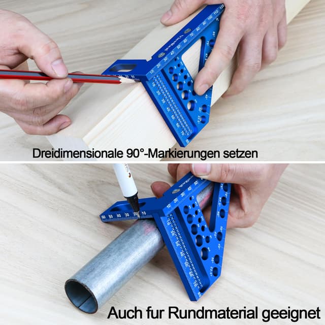 Thumbnail 6 de 3D-Gehrungswinkel multifunktional 22,5–90° aus Aluminiumlegierung – Winkelmaß und Anreisswerkzeug für Tischler