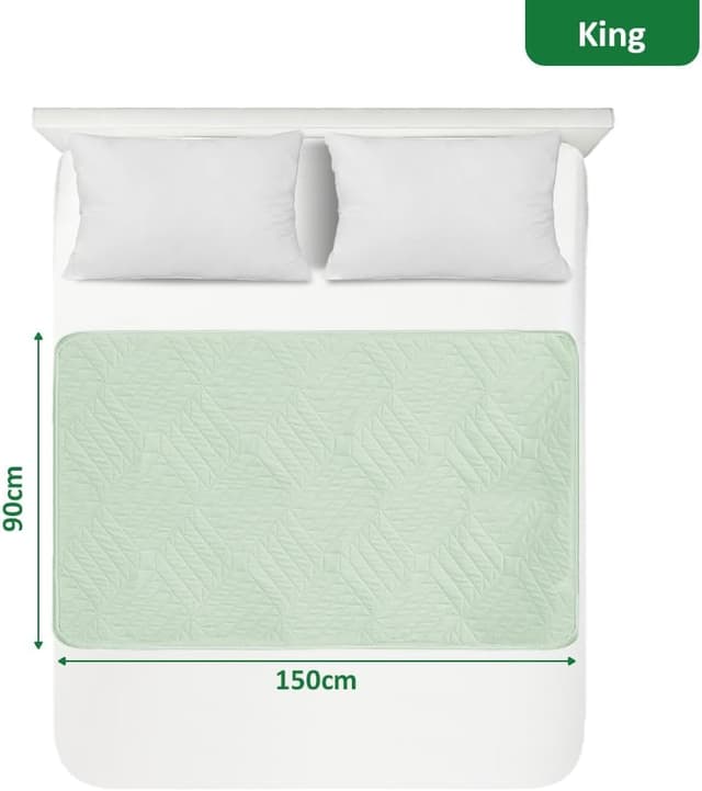 Detalle de DUJUIKE Coprimaterasso impermeabile 90×150 cm verde: materassino lavabile antiscivolo per incontinenza e piccoli incidenti