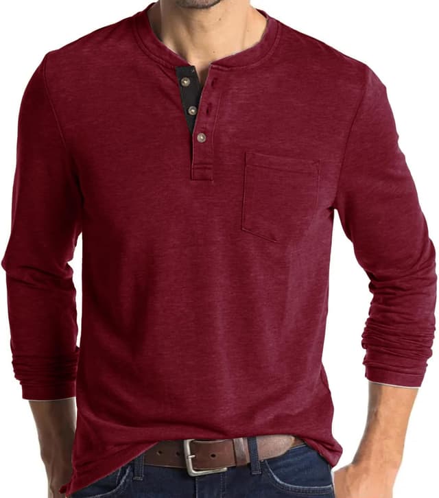 Detalle de Henley Longsleeve Poloshirt für Männer