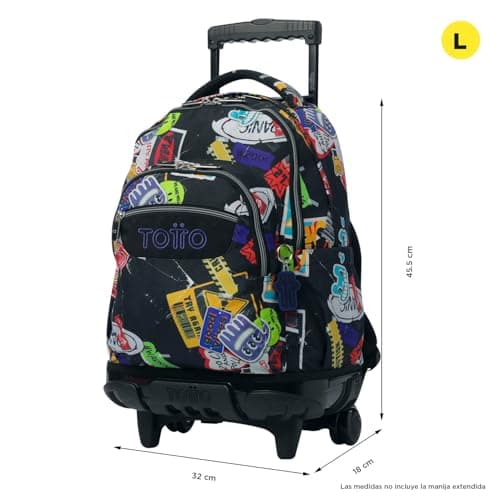 Detalle de Totto Mochila Escolar con Ruedas Renglones (26,21 L) con bolsillo para PC 14