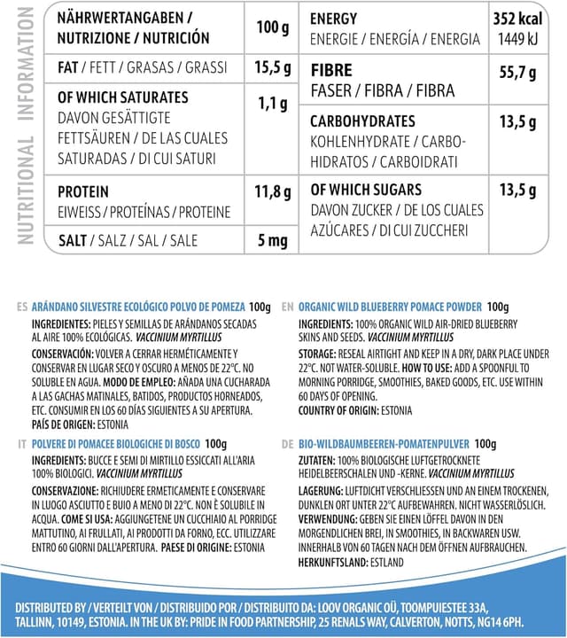 Thumbnail 1 de LOOV Polvo de Arándano Silvestre Orgánico 🍇 100g