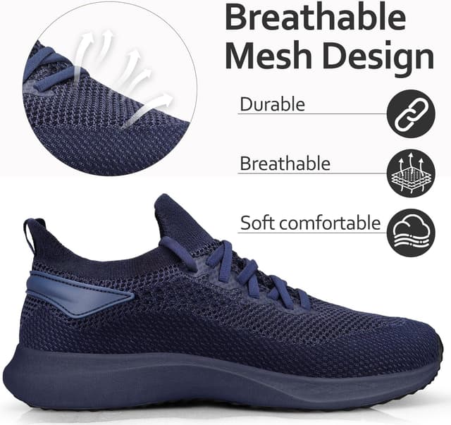 Detalle de Giniros Herren Turnschuhe & Sneaker – atmungsaktive Slip-on Sportschuhe für Fitness, Jogging und Alltag