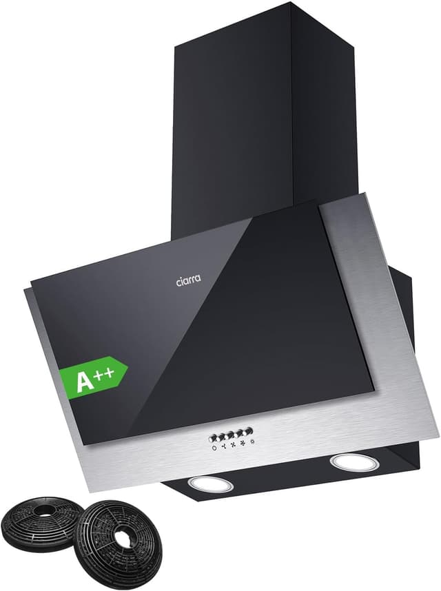 Imagen de CIARRA Campana Extractora 60cm Extractor Cocina Clase A++ 350m³/h 3 Velocidades Potencia Recirculación Interna por Filtro de Carbono de Bajo Consumo Cristal y Acero inoxidable CBCB6736C en OfertitasTOP