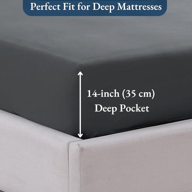 Detalle 2 de King Fitted Sheet 2-Pack (Charcoal) – Deep Pocket 14 inch – Pre-Washed Microfibre