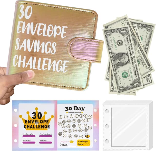 Detalle de Mini Money Challenge Binder 30-envelope budgeting kit 💼