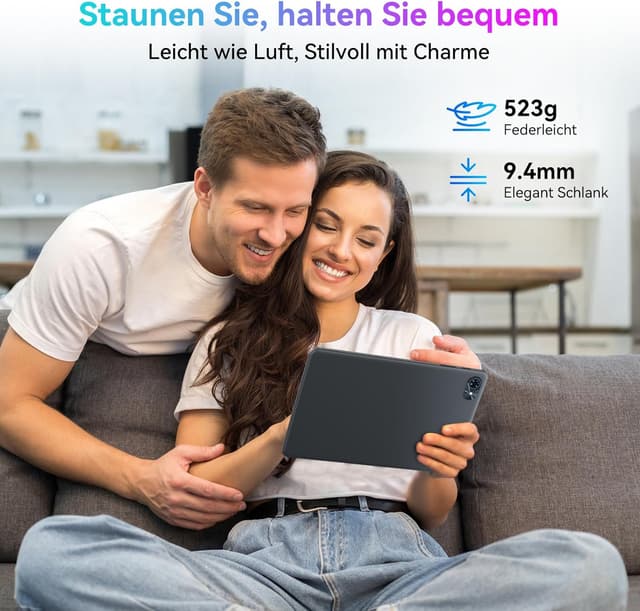 Detalle de TABWEE T80 Android Tablet (10 Zoll) mit 12GB RAM, 128GB Speicher, 5G WLAN und Widevine L1 – Android 15