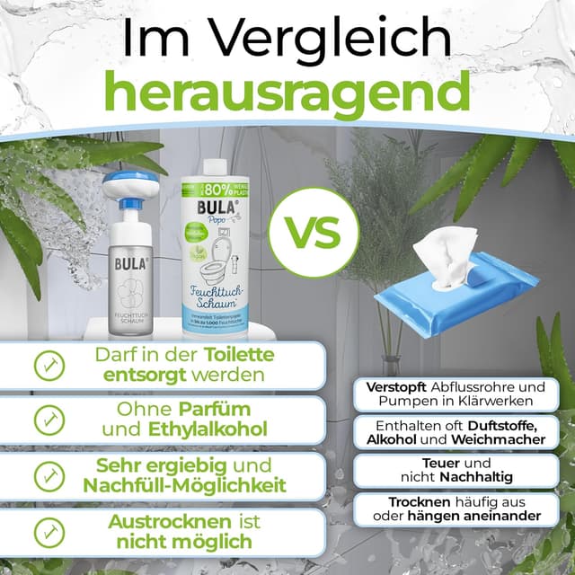 Thumbnail 6 de BULA Popo Öko Glas Bundle – Feuchttuch-Schaum Starterset mit Glasflasche & Nachfüll-Flasche