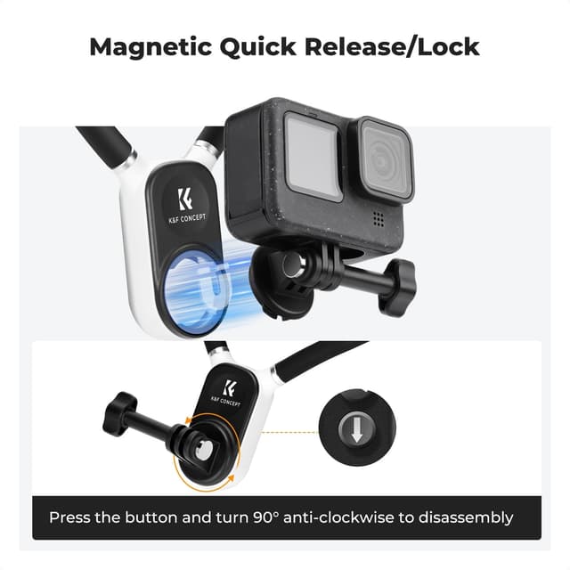 Detalle 2 de K&F Concept Magnetic Neck Mount for GoPro Hero & DJI Osmo Action (POV neck holder with flexible angle)