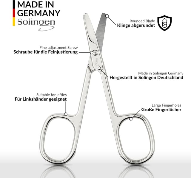 Detalle de marQus Baby Nagelschere Solingen – abgerundete Klinge mit Etui für präzises Kürzen von Kinder-Nägeln