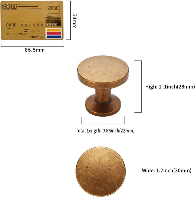 Detalle de Amerdeco set da 10 pomelli per mobili Bronzo con vite, per cassetti e ante cucina UK0071