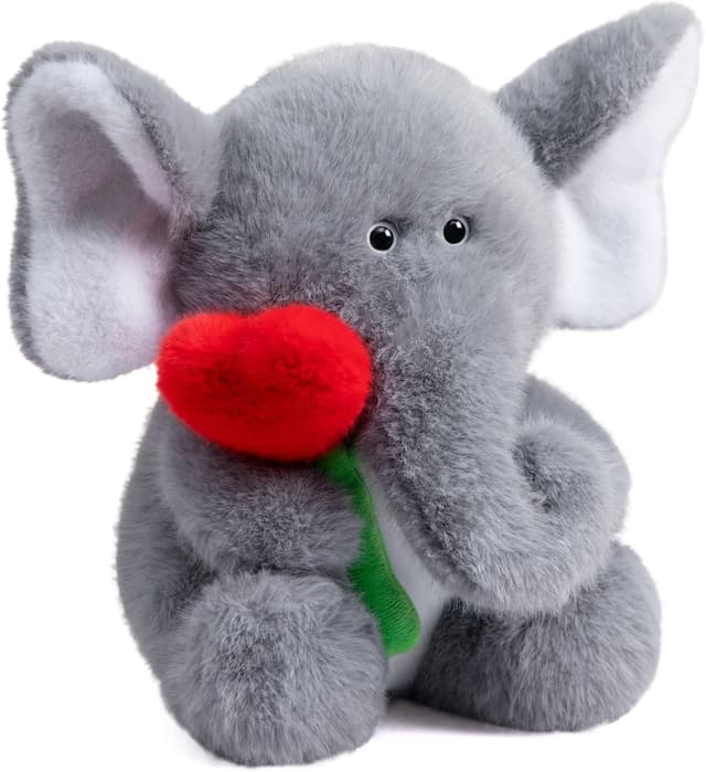 Thumbnail 6 de BEJOY Plush Elephant Teddy with Rose – cuddly stuffed animal gift