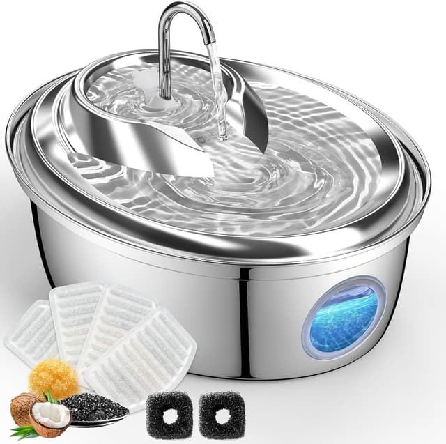 Imagen de GoldenSun Cat Water Fountain 3L Stainless Steel en OfertitasTOP