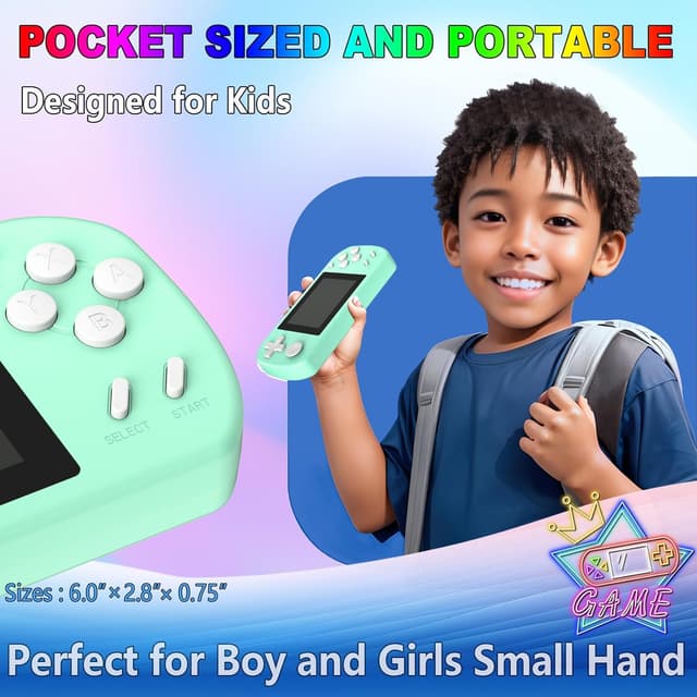 Detalle de TEBIYOU Handheld Games for Kids (Built-in 218 Games) 3.0" HD Screen Portable Mini Gaming Player for Ages 4–13