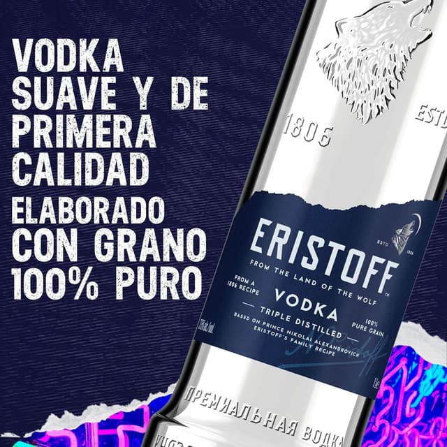 Thumbnail 2 de Eristoff Premium Vodka 🍸 37.5% 700ml Tripla Destilación