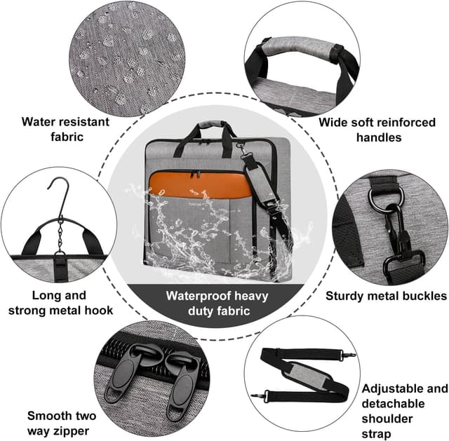 Detalle de PUSLOM large travel garment bag (2-in-1) with waterproof foldable design for up to 15.6 inch laptop, grey