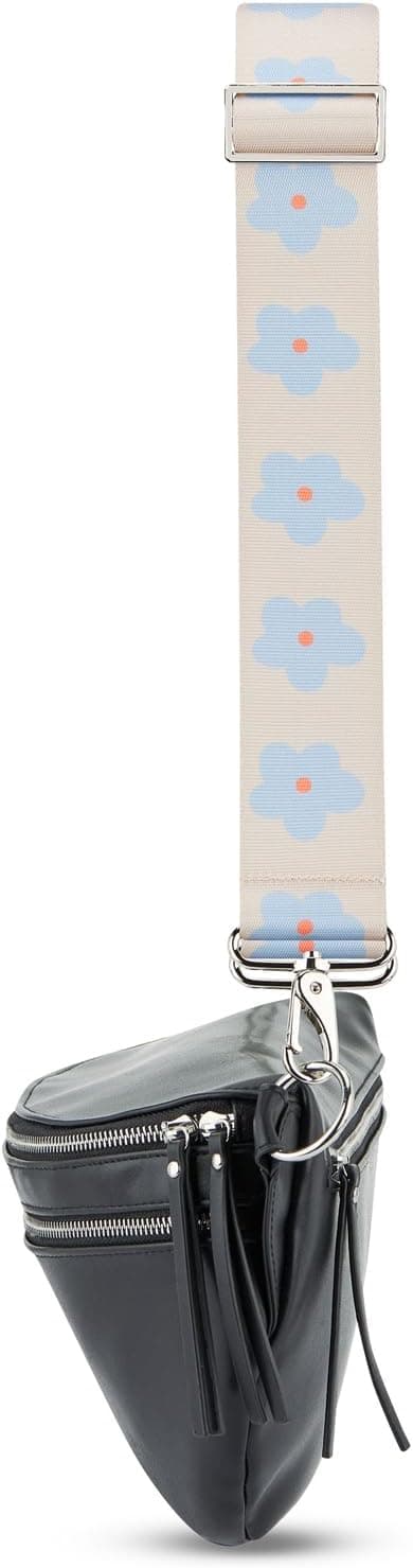 Detalle de Expatrié bandoulière pour sac Jeanne Fleurs Bleu : sangle interchangeable, amovible et réglable