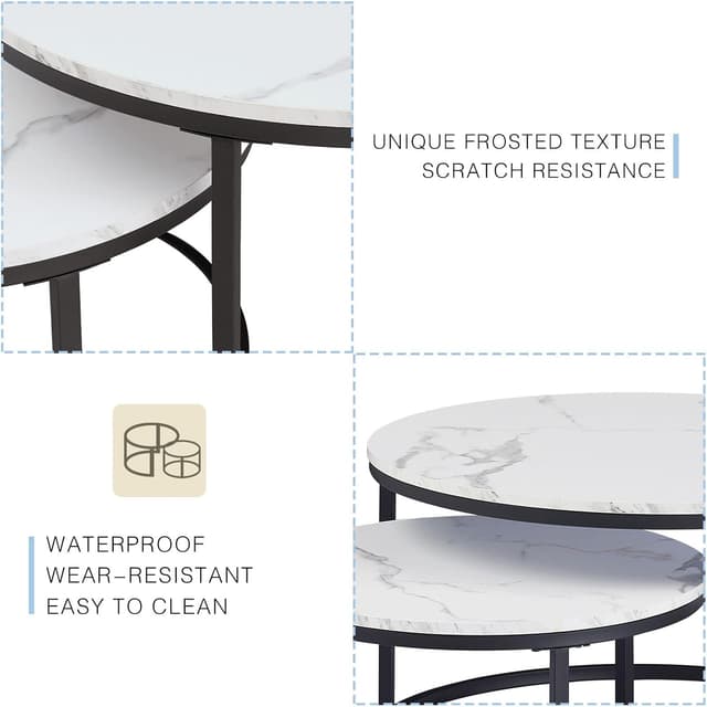 Thumbnail 6 de Soayone Set tavolini rotondi marmo bianco 80/60 cm