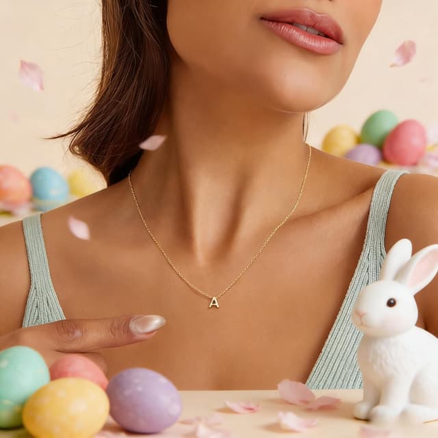 Detalle 2 de Turandos Buchstaben-Kette mit Namen/Initialen, 14K vergoldet, personalisierbar (Gold)