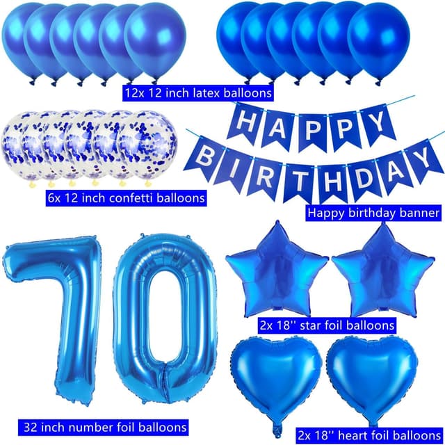 Thumbnail 1 de Luftballons 70. Geburtstag Blau Set