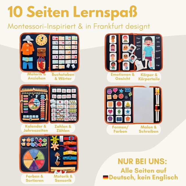 Detalle 2 de Lion’s Collection Montessori Busy Board Deutsch ab 3 Jahre