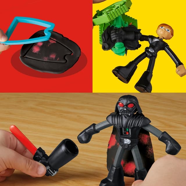 Detalle de Play-Doh Star Wars Galaktische Knet-Abenteuer Action-Figurenset (10 cm) – Squish & Slice Lightsabers