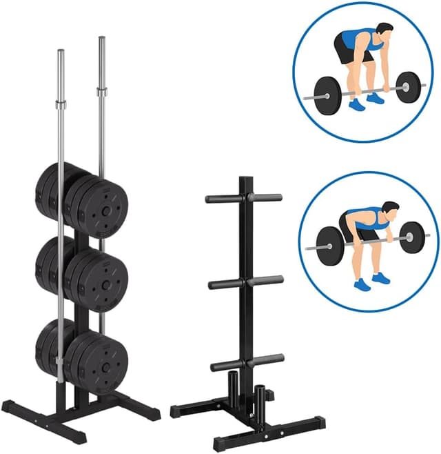 Detalle de Yaheetech rastrelliera per dischi e bilancieri in metallo con supporti regolabili (portata 400 kg)