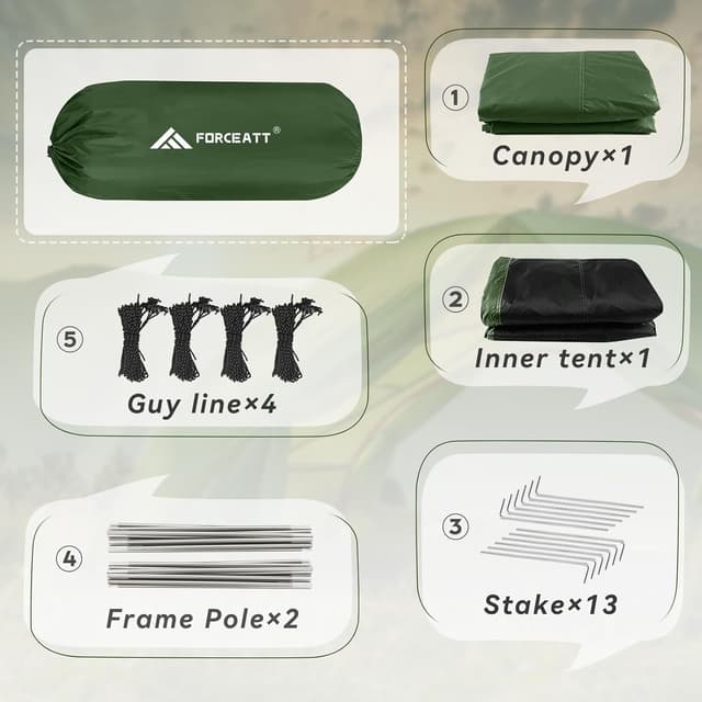 Detalle 1 de Forceatt Zelt für Camping 2,58 kg