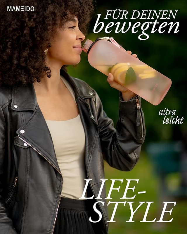 Detalle de MAMEIDO Trinkflasche 1,5 l mit Zeitmarkierung