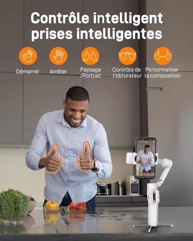 Detalle de Hohem iSteady V3 Stabilisateur Smartphone 3 axes avec AI-Tracker magnétique