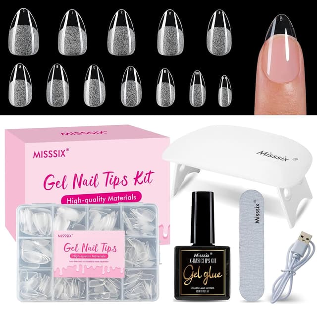 Detalle de Misssix Short Almond Gel Nail Tips Kit 216Pcs