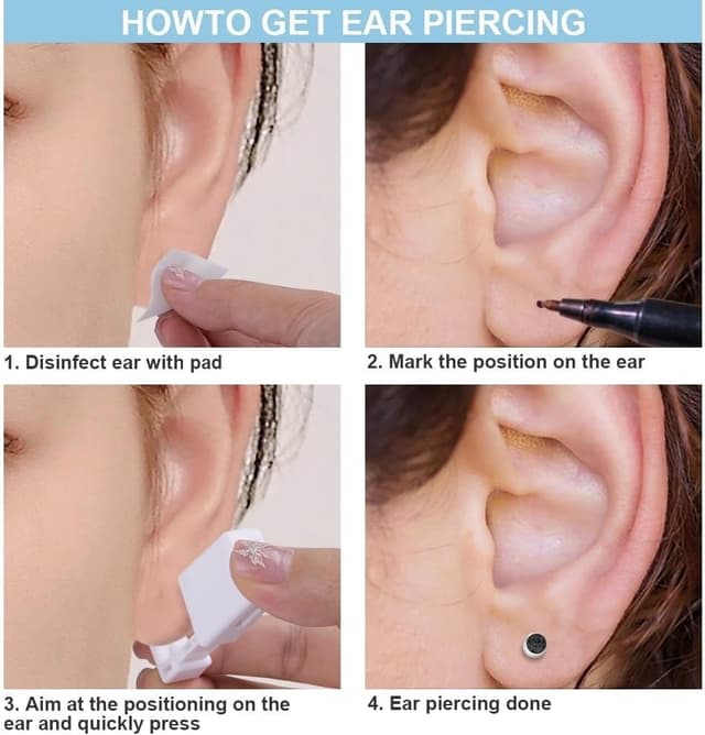 Detalle de Aucuu Perceur d’oreille auto-perçant : kit de pistolets de piercing jetables en acier inoxydable