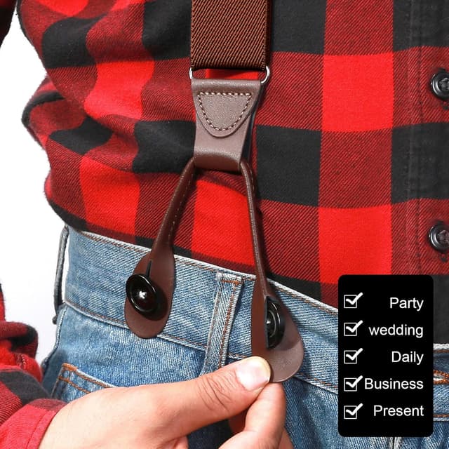 Detalle de Clip Yeah Hosenträger Herren Breit 3,5 cm zum Knöpfen – elastisch & einstellbar für Hochzeit, Party