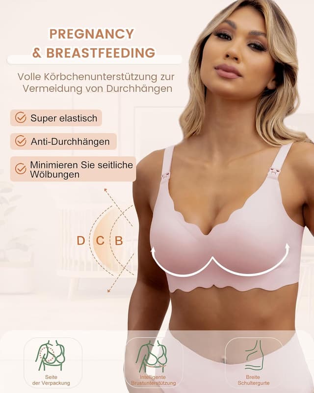 Detalle de As Fairy Still-BH Stillen, kabellos & nahtlos – Schwangerschafts-Schlaf-Bralette mit Jelly-Strip