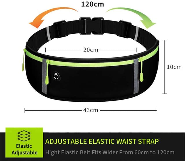 Detalle de GORWRICH Running Belt with Waterproof Adjustable Elastic Strap (Full Black)