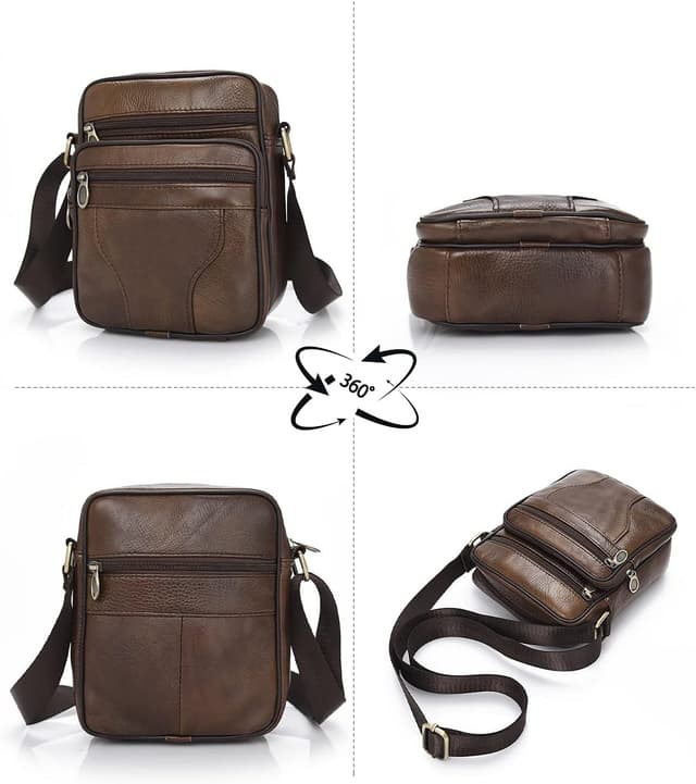 Detalle de Realmark men’s genuine leather cross body shoulder bag (small messenger satchel)