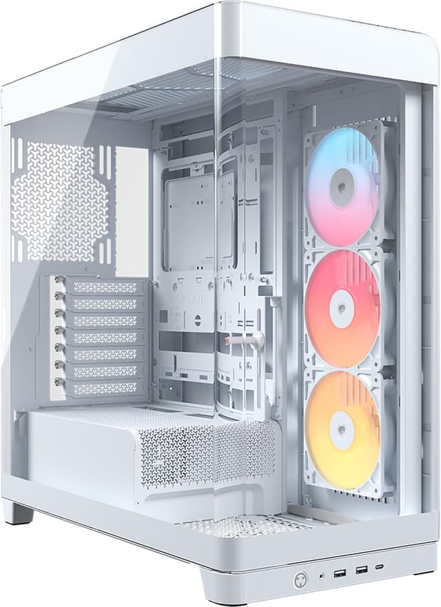 Detalle de CORSAIR Frame 4500X RS-R ARGB Case Mid-Tower con vetro panoramico InfiniRail e 3 ventole RS120R (bianco)