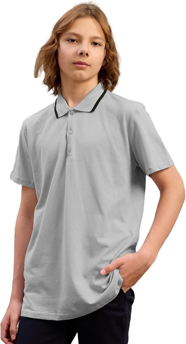 Detalle de MOR Jungen Poloshirt aus 100% Baumwolle – Kurzarm für Schul & Alltag (Größen 110–176)