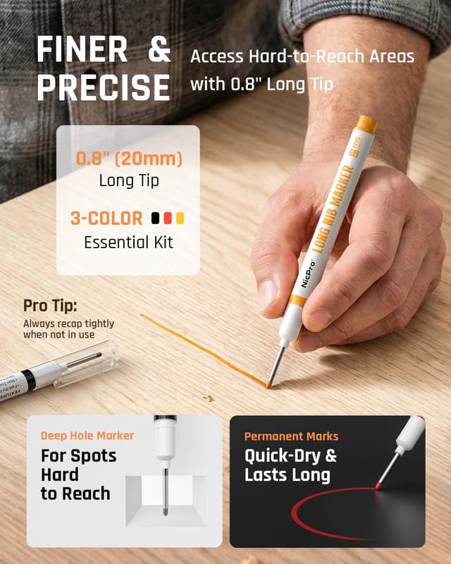 Thumbnail 4 de Nicpro CP1000 matita carpentiere 26 ricariche ✏