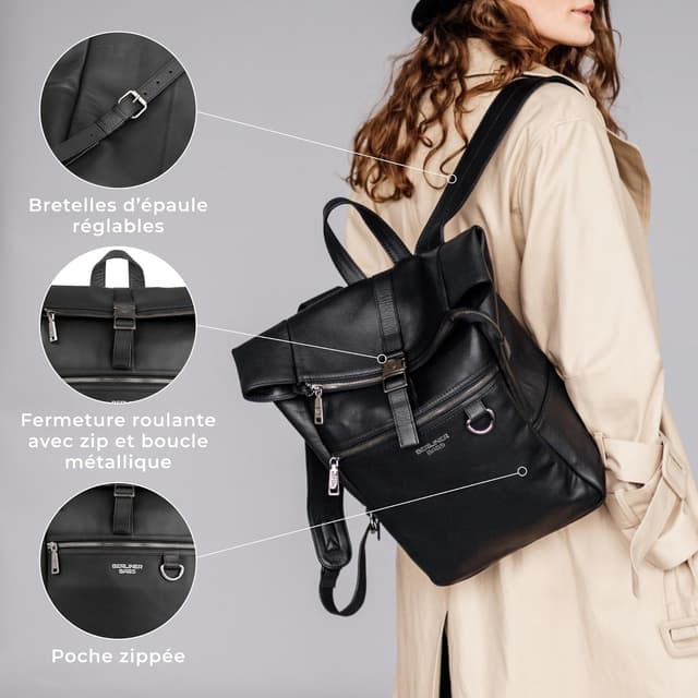 Detalle 2 de Berliner Bags Harlem sac à dos cuir 15 pouces