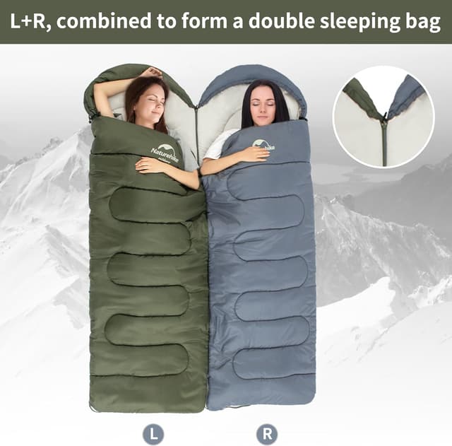 Detalle 2 de Naturehike Sacco a Pelo 3 stagioni per adulti, gemellabile L e R oversize