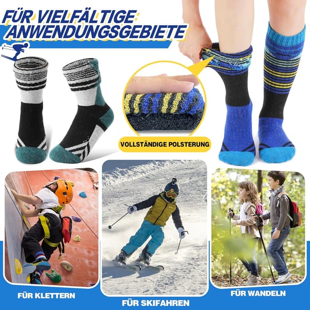 Thumbnail 6 de Kinder Merino Skisocken von ANTSANG 3 Paar