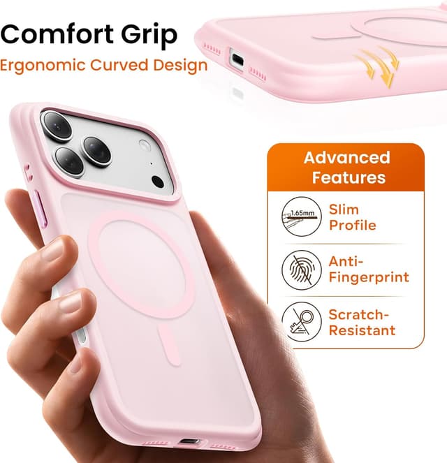Detalle de ORNARTO Airbuffer Magnetic iPhone 17 Pro Max Case (MagSafe compatible) – Pink