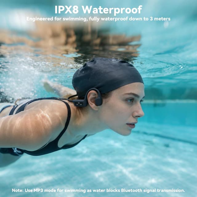 Detalle 2 de sunvito Bone Conduction Swimming Headphones (Black) with IPX8 and built-in MP3 player