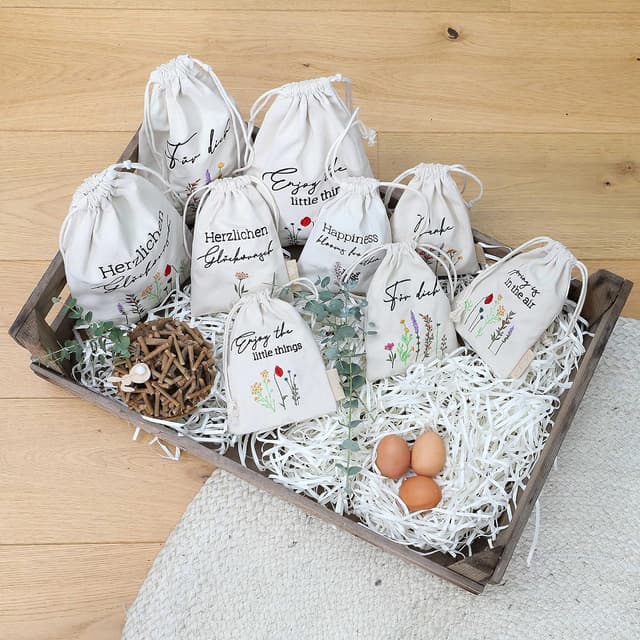 Detalle 1 de Papierdrachen Oster-Set Leinensäckchen 6x 13x18 cm