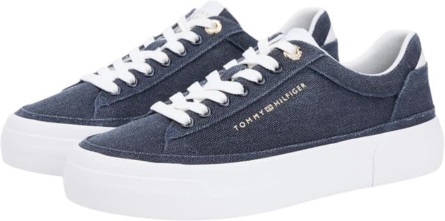 Detalle de Tommy Hilfiger TH Foxing Platform Washed Canvas FW0FW09172, basso top donna