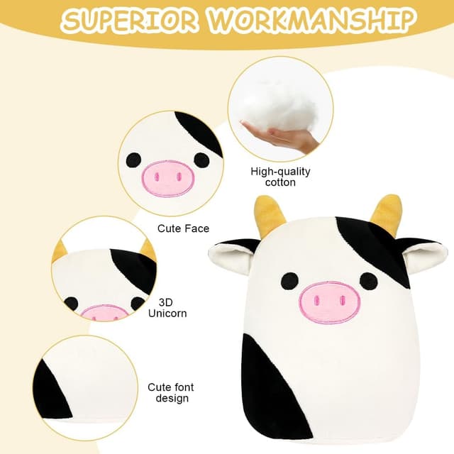 Detalle de Vicloon Cuscino Peluche Mucca 22 cm