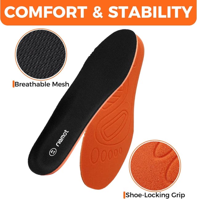 Detalle de riemot Sport Insoles for Men & Women – Shock-Absorbing Cushioned Sport Shoe Inserts