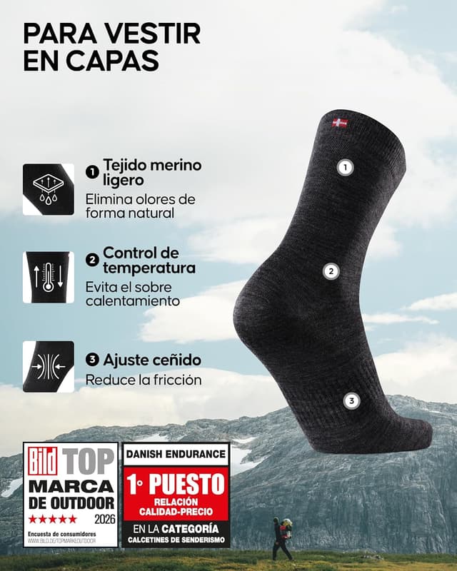 Thumbnail 1 de DANISH ENDURANCE Calcetines Ligeros 58% Merino