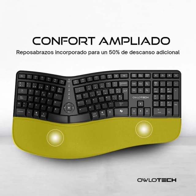 Detalle de Owlotech EK500 Teclado wireless ergonómico negro ⌨