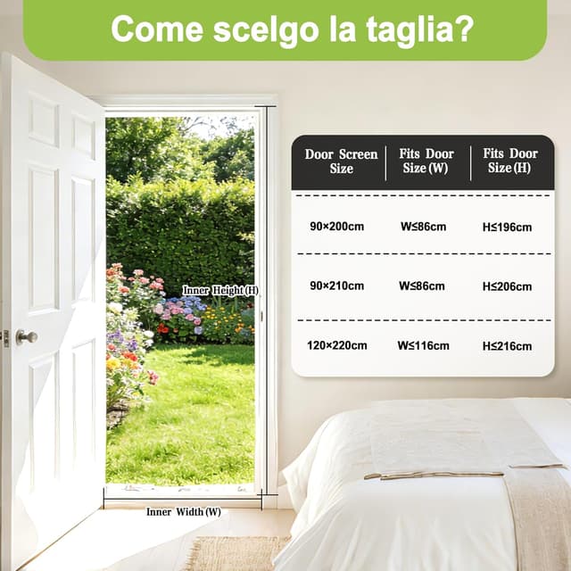 Detalle de JANORS zanzariera magnetica per porta finestra 90x210 cm, senza forare